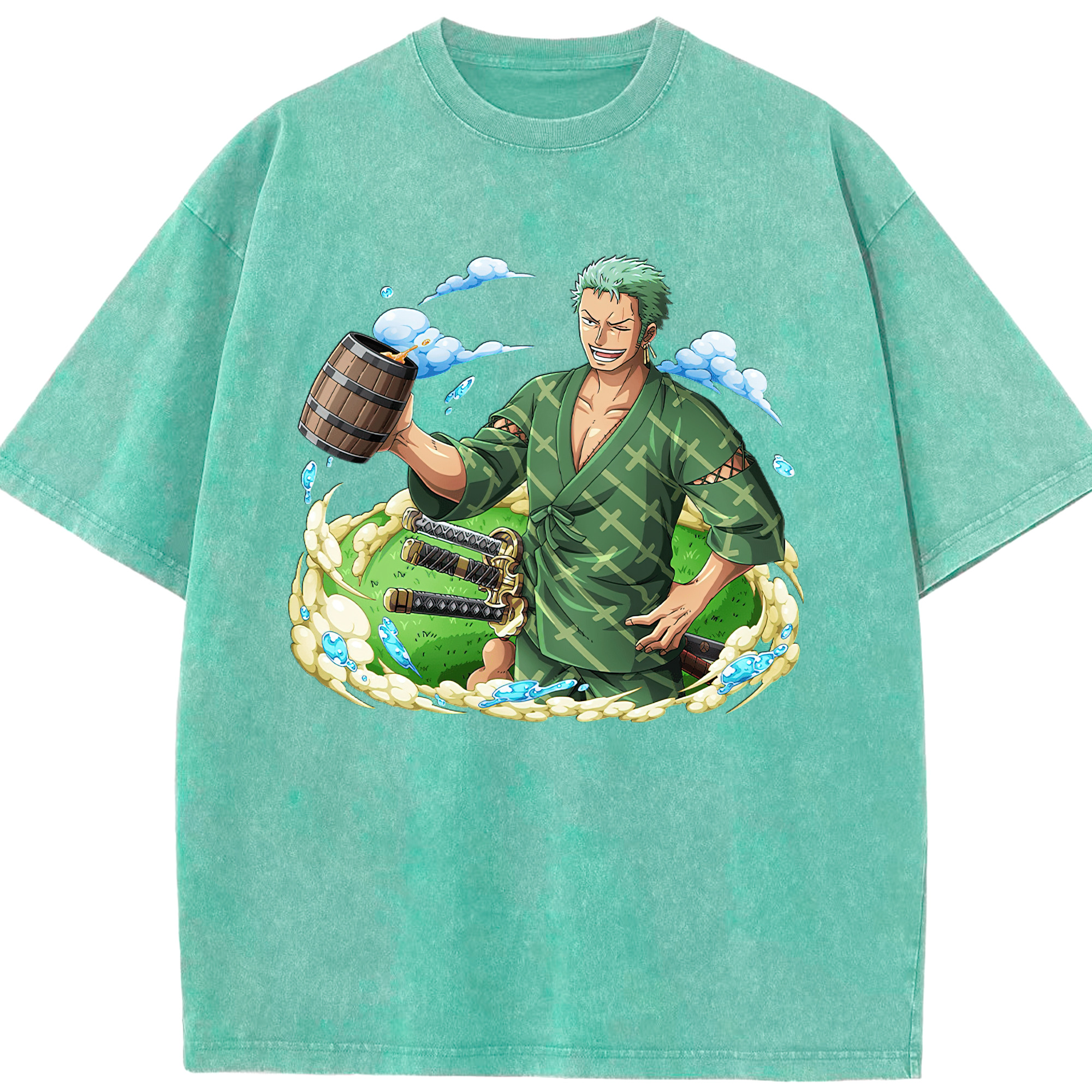 ワンピース ロロノア・ゾロ ONE PIECE Roronoa Zoro 綿100% ヴィンテージ風 半袖Tシャツ（フロントプリント）